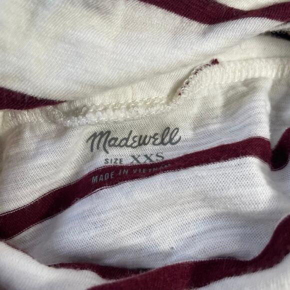 MADEWELL Red Maroon White Striped Turtleneck Longsleeve Tee Shirt XXS‎ - Picture 2 of 3